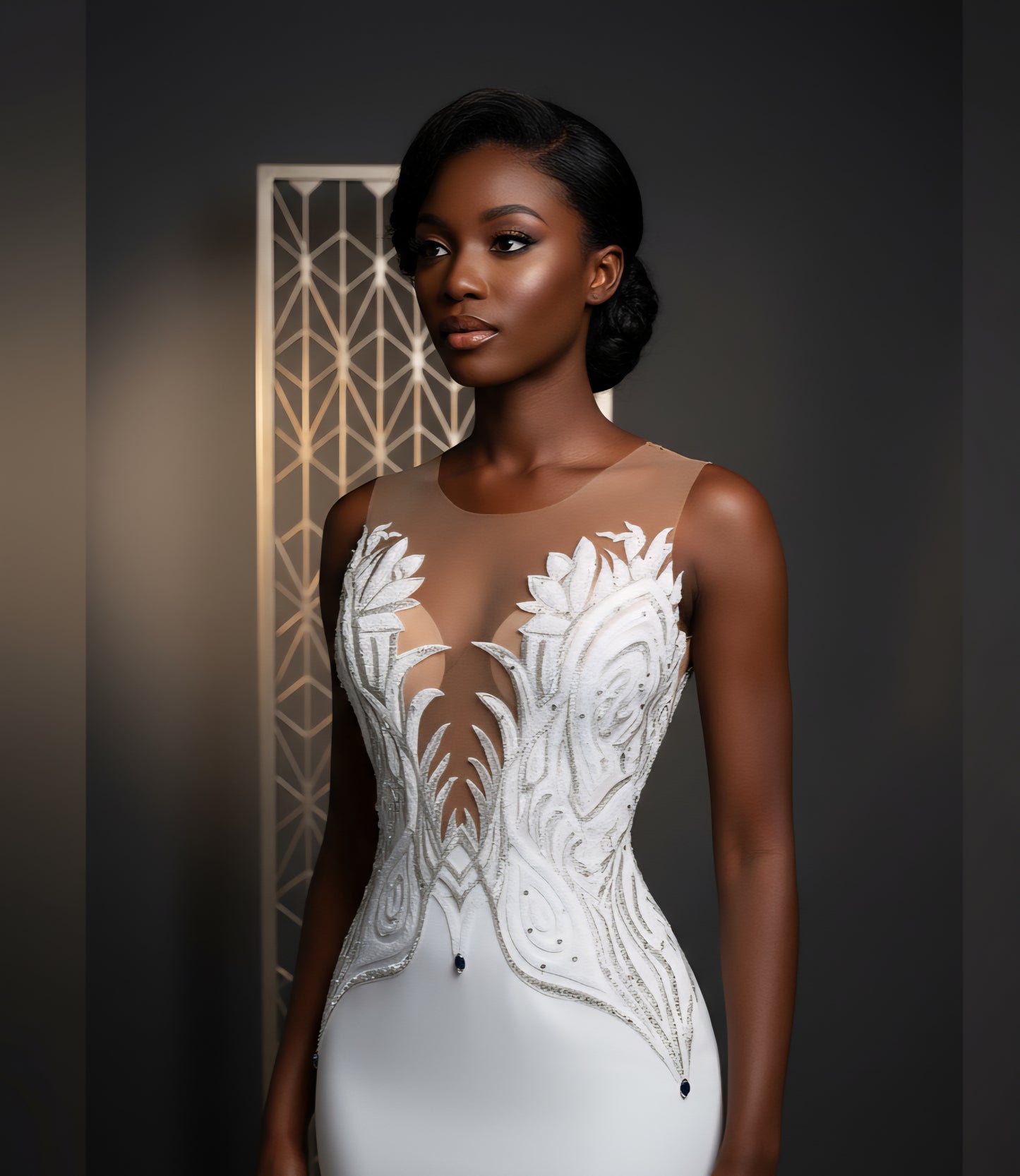 White Snowflake Wedding Gown