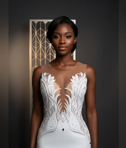 White Snowflake Wedding Gown