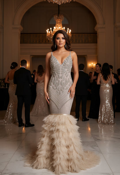 Amani Mecca Feather Gown