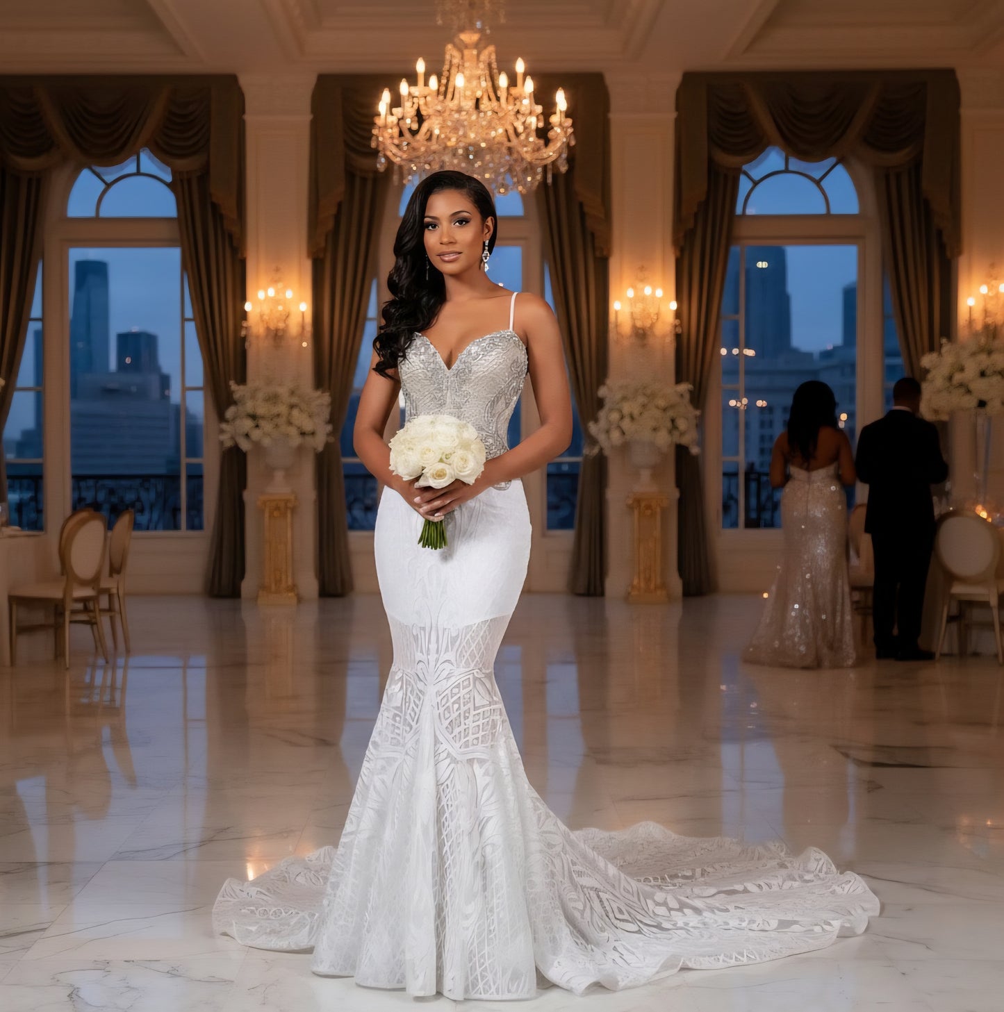 White Diamond Victoria Wedding Dress Bridal Glam | Nishkollection White Diamond Victoria Wedding Dress Bridal Glam | Nishkollection
