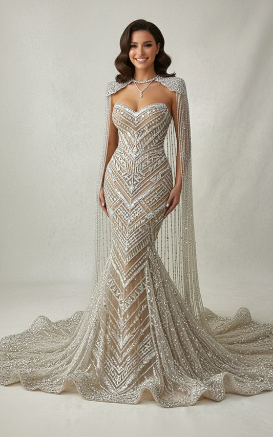 Vendetta Rhinestone Wedding Mermaid Dress