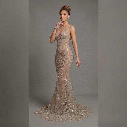 Fuego Rhinestone Mermaid Gown