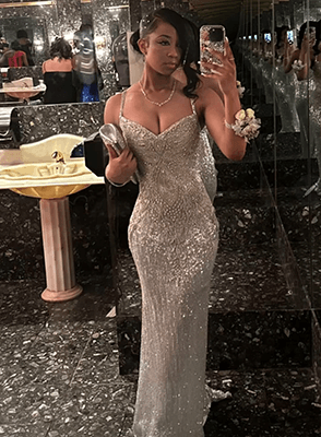 The Azuri Rhinestone Mermaid Dress dazzles with sparkling rhinestone embellishments and a sleek mermaid silhouette. Perfect for prom nights, red carpet appearances, or any high-glam formal occasion.
