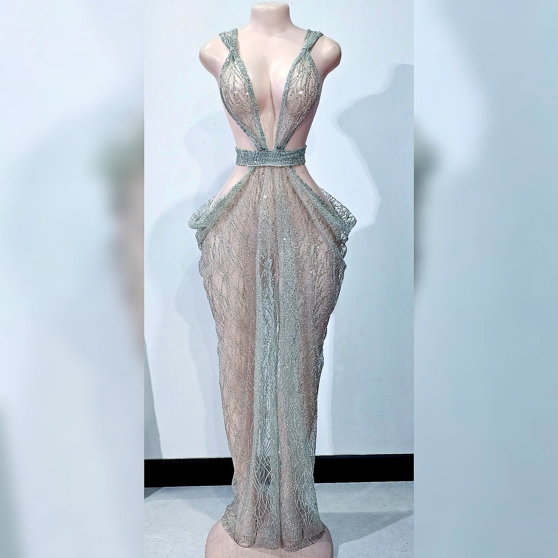 Shimmer glitter sheer goddess dress  Nishkollection