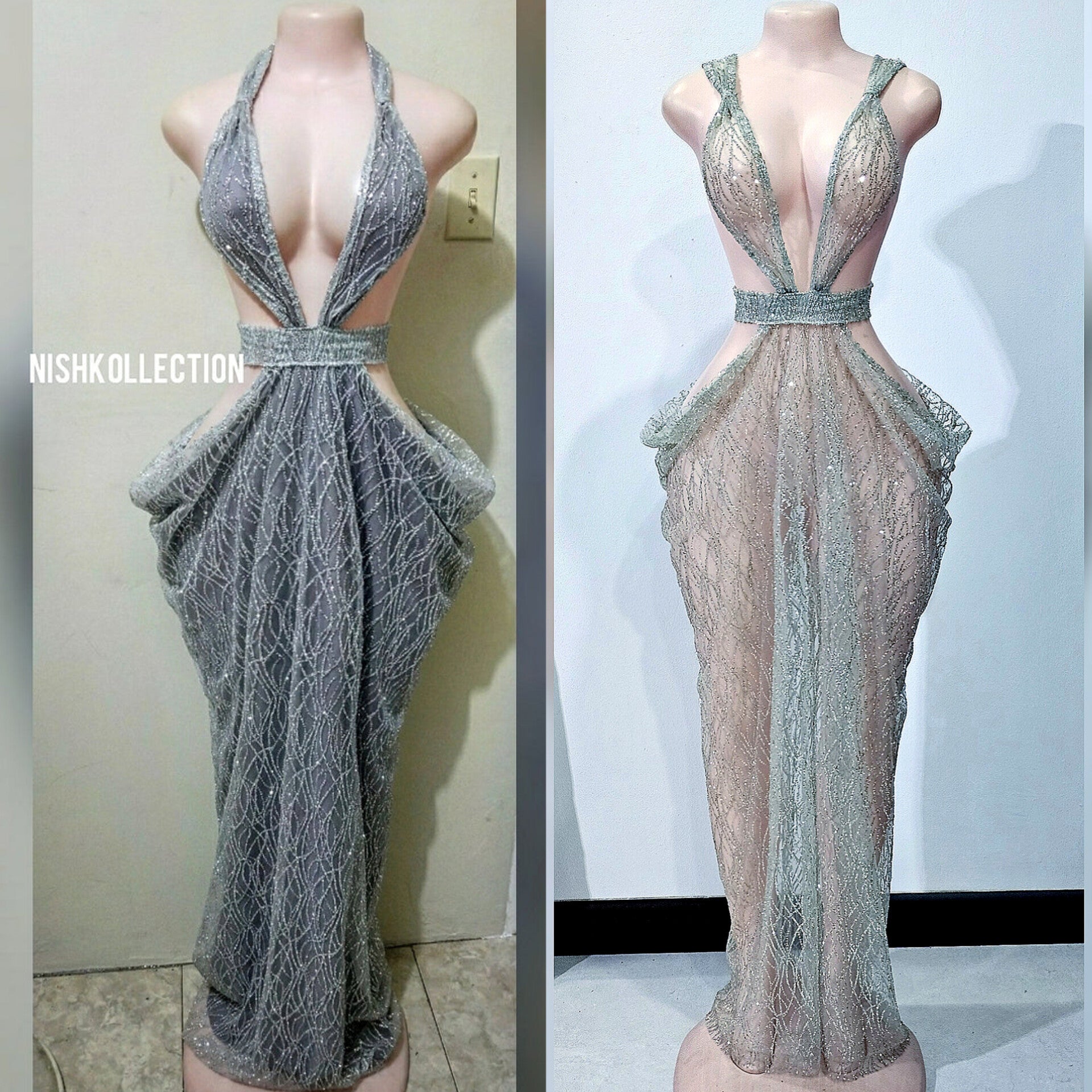 Shimmer glitter sheer goddess dress – Nishkollection