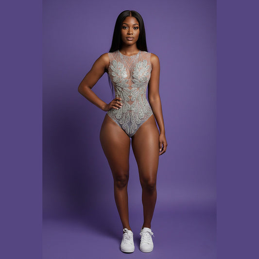 Gabrielle Shimmer Rhinestone Bodysuit