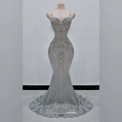 Viking rhinestone mermaid gown with sweetheart neckline