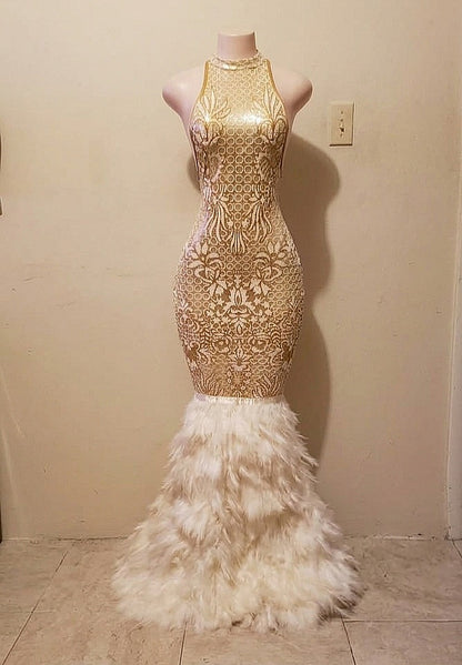 Bal-main Feather Mermaid Gown