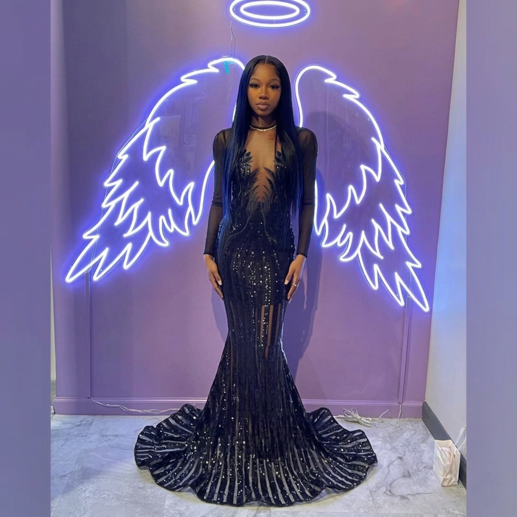 Sabrina Long Sleeve Sequin Mermaid Gown
