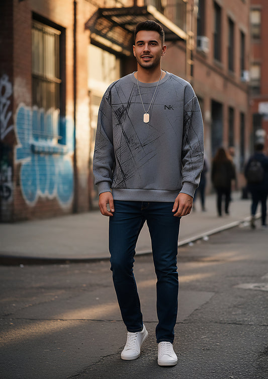 Grey Grunge Oversized Crewneck