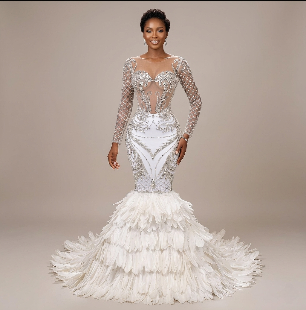 Aphrodite Phoenix Feather Mermaid Dress