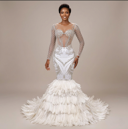 Aphrodite Phoenix Feather Mermaid Dress