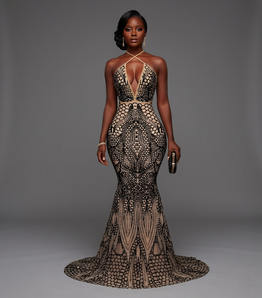 Black Sequin Nubian Mermaid dress