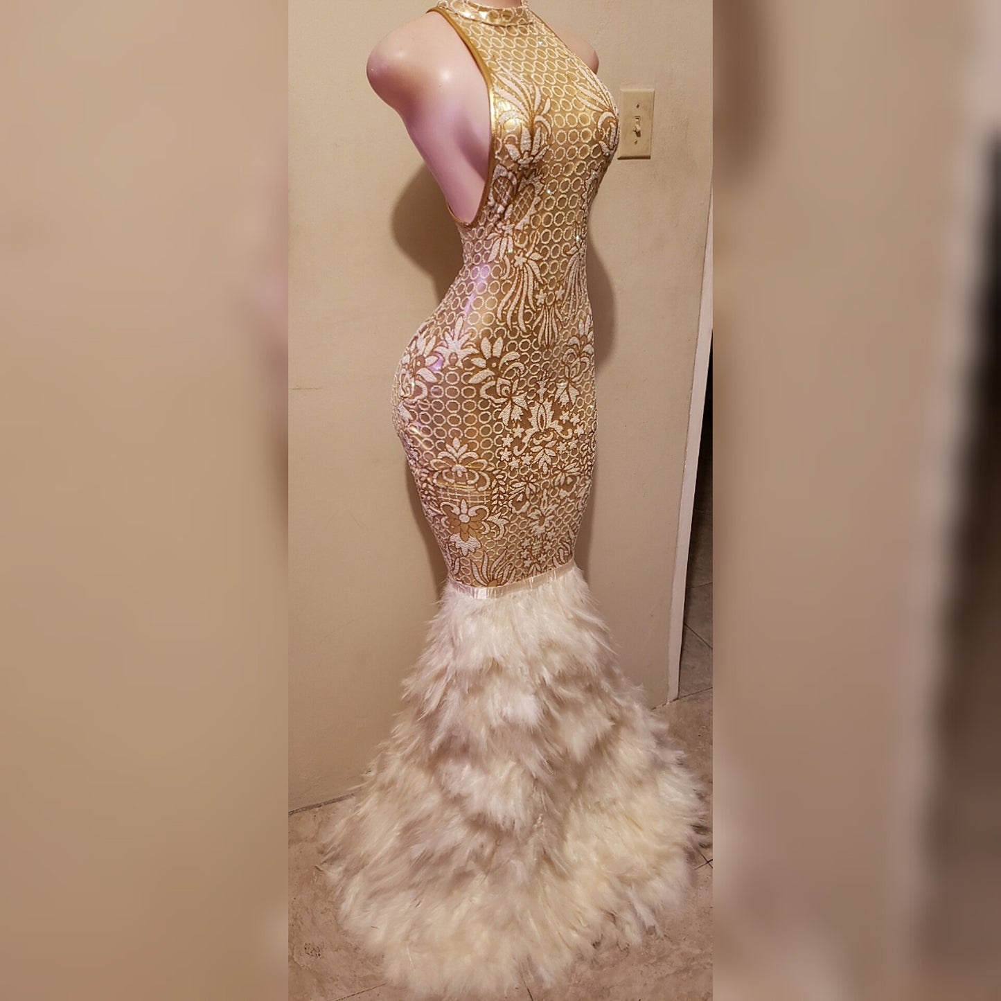 Bal-main Feather Mermaid Gown